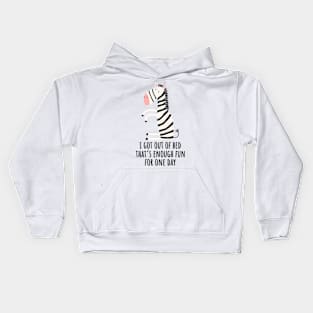 Got Out Of Bed Funny Cartoon Zebra Kids Hoodie